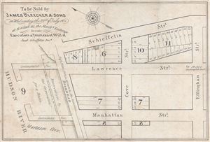 1835 Broadside Map Advertising the Sale of Harlem Cove, Manhattanville, New York City