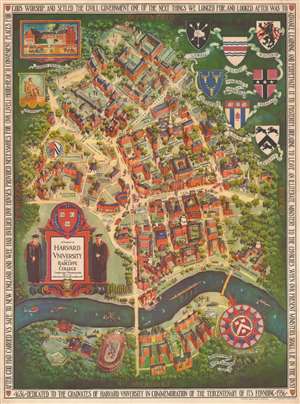 1935 Schruers Pictorial Map of Harvard University