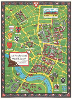 1959 Garfield Pictorial Map of Harvard University and Radcliffe College