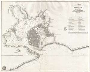 1798 Nautical Chart and City Map of Havana, Cuba