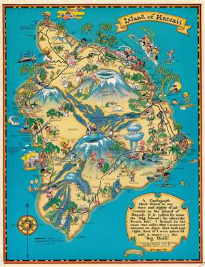 1931 Ruth Taylor White Pictorial Map of the Island of Hawaii, 'The Big Island'