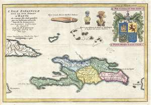 1731 D'Anville Map of Hispaniola or Santo Domingo (Haiti / Dominican Republic)