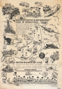 1943 Moss Pictorial Map of the WWII Battle of Hell's Point, Guadalcanal