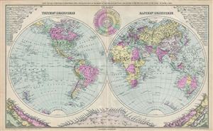 1879 Gray Map of the World in Two Hempispheres