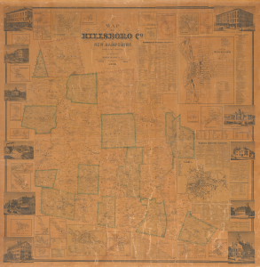 1858 Chace Wall Map of Hillsboro County, New Hampshire (Nashua, Manchester)