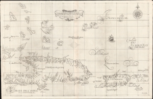 1647 Dudley Nautical Map of Hispaniola, Puerto Rico, and the Virgin Islands, West Indies