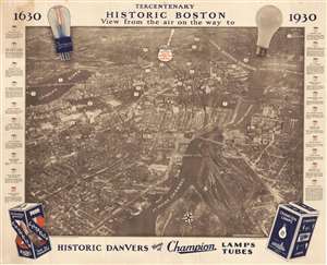 1930 Fairchild Aerial Surveys and Champion Radio Works View of Historic Boston