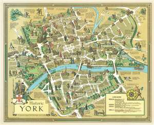 1947 Estra Clark Pictorial Map of York, England