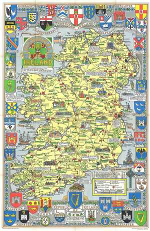 1969 Bullock Pictorial Historical Map of Ireland