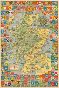 1969 Bullock Pictorial Historical Map of Scotland