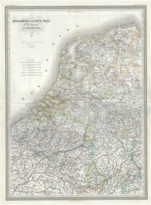 1860 Dufour Map of The Netherlands (Holland), Belgium and Luxembourg