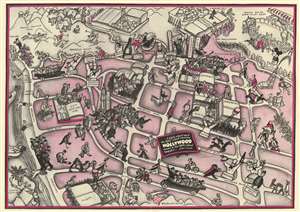 1937 Groth Pictorial Map of Hollywood, California