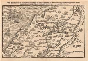 1635 Bünting/ Hasaert Woodcut Map of the Holy Land