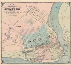 1871 Loomis City Plan or Map of Holyoke, Massachusetts