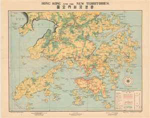 1939 Ho Woo Map of Hong Kong and the New Territories, China