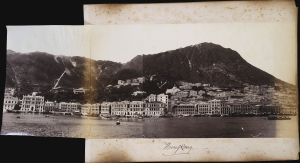 1890 Panoramic Photo of Hong Kong (Peak, Central) w/ Sumatra Bridge on verso