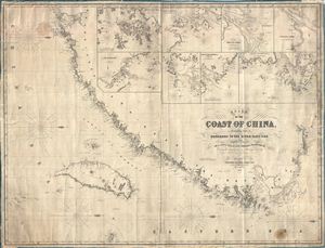 1855 Imray Blueback Chart Map of Hong Kong and Taiwan, China