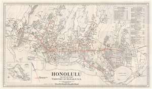 1934 Honolulu Rapid Transit Company City Plan or Map of Honolulu, Hawaii