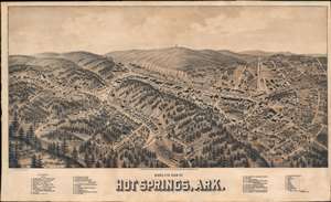 1888 Wellge Bird's-Eye View Map of Hot Springs, Arkansas
