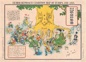 1904 Japanese Serio-Comic Map of Asia and Europe (Russo-Japanese War)