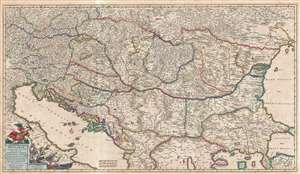 1688 De Wit Map of the Balkans (Hungary, Serbia, Croatia, Bosnia, Bulgaria)