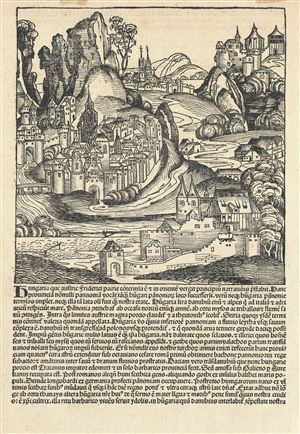 1493 Schedel View of an Imaginary Hungarian Town from Nuremberg Chronicle