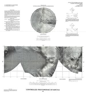 1992 U.S. Geological Survey Map or Photomosaic of Iapetus, Moon of Saturn