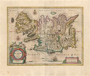 1659 Blaeu Map of Iceland in Superb Original Color