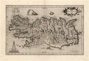 1595 Mercator Map of Iceland: Second Atlas Map of Iceland, First Edition