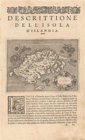 1576 Porcacchi Map of Iceland