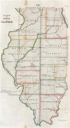 1845 Conway Land Survey Map of Illinois