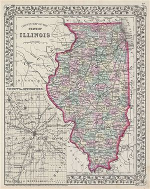 1872 Mitchell Map of Illinois