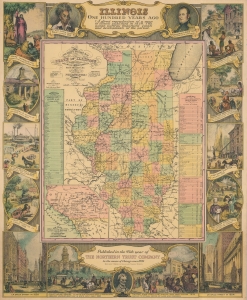 1934 National Trust Company and William Mark Young Pictorial Map of Illinois