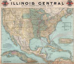 1897 Poole Brothers Railroad Map of the Illinois Central Railroad