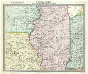 1848 S.D.U.K. Map of Illinois, Missouri, Iowa and Indiana