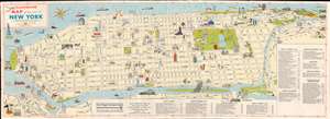1957 Moss Pictorial Map of Manhattan, New York City