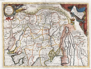 1691 Coronelli Map of the Mughal Empire or Northern India