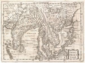 1700 Cluver Map of India, Chia, and Southeast Asia (Siam, Malay)