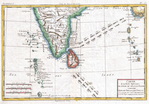 1780 Raynal and Bonne Map of Southern India