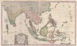 1748 Homann Heirs Map of India, Southeast Asia, and the East Indies