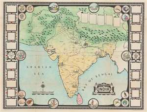 1946 Friendship Press Pictorial Map of India - PROOF STATE