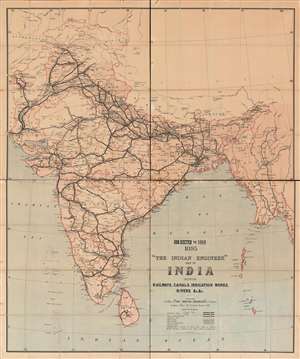 1898 'The Indian Engineer' Map of Rail and Canal Infrastructure, British Raj