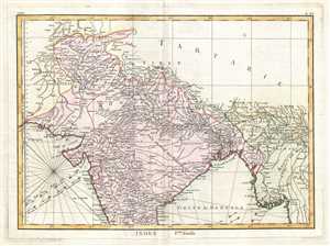 1770 Bonne Map of Northern India, Burma and Pakistan
