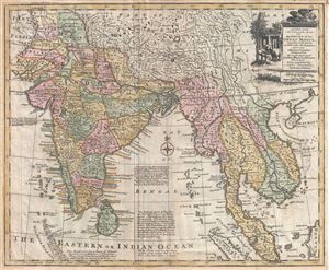 1744 Bowen Map of Indian and Southeast Asia (Malaya, Thailand, Singapore, Vietnam)