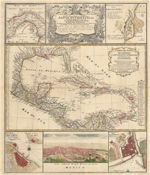 1740 Homann Heirs / D'Anville Map of Florida, Mexico, and the West Indies