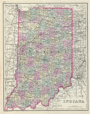 1887 Bradley Map of Indiana