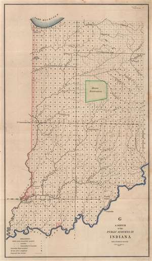 1845 General Land Office Map of Indiana