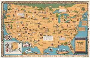 1944 Jefferson Pictorial Map of the United States w/ Indian Tribes