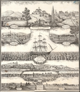 1850 Joseph Prestele Broadside Views of New York and Hesse