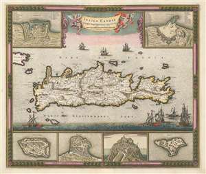 1680 De Wit Map of Crete or Candia